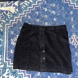 F21 Dark navy blue corduroy button down skirt